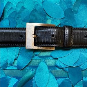 Armani belt with square  buckle polished leather